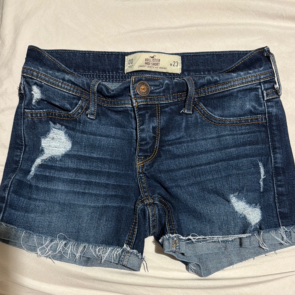 Hollister Blue Jean Shorts Distressed Denim
